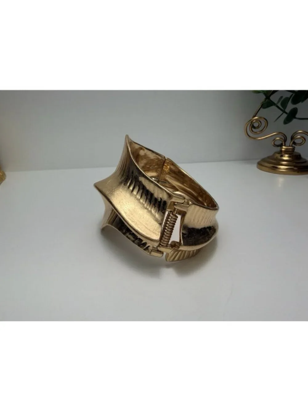 Zara Golden Sculptural Statement  Bracelet For Women Abstract Design - Picture 7 of 10